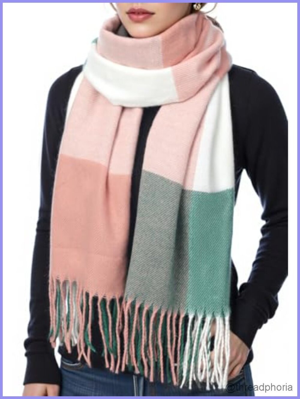 Oversized Plaid Winter Scarf Shawl Wrap Soft Acrylic Women's Blanket Scarf